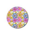 Bloom Flora Pattern Printing Rubber Round Coaster (4 pack)