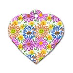 Bloom Flora Pattern Printing Dog Tag Heart (One Side)