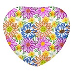 Bloom Flora Pattern Printing Heart Glass Fridge Magnet (4 pack)
