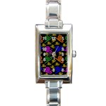 Pattern-repetition-snail-blue Rectangle Italian Charm Watch