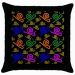 Pattern-repetition-snail-blue Throw Pillow Case (Black)
