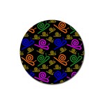 Pattern-repetition-snail-blue Rubber Coaster (Round)