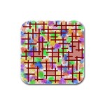 Pattern-repetition-bars-colors Rubber Square Coaster (4 pack)