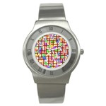 Pattern-repetition-bars-colors Stainless Steel Watch