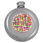 Pattern-repetition-bars-colors Round Hip Flask (5 oz)