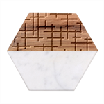 Pattern-repetition-bars-colors Marble Wood Coaster (Hexagon) 