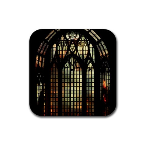 Stained Glass Window Gothic Rubber Coaster (Square) from ZippyPress Front
