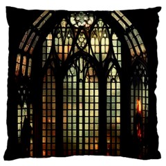 Stained Glass Window Gothic Large Premium Plush Fleece Cushion Case (Two Sides) from ZippyPress Front
