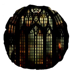 Stained Glass Window Gothic Large 18  Premium Flano Round Cushions from ZippyPress Back
