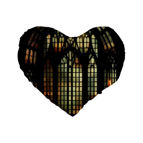 Stained Glass Window Gothic Standard 16  Premium Flano Heart Shape Cushions from ZippyPress Front
