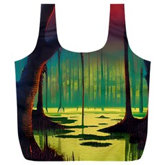 Nature Swamp Water Sunset Spooky Night Reflections Bayou Lake Full Print Recycle Bag (XXL) from ZippyPress Back