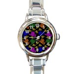 Pattern Repetition Snail Blue Round Italian Charm Watch