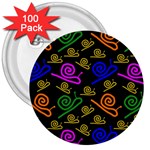 Pattern Repetition Snail Blue 3  Buttons (100 pack) 