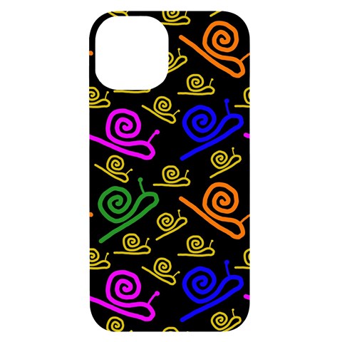 Pattern Repetition Snail Blue iPhone 14 Black UV Print Case from ZippyPress Front