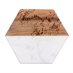 Blend Marbling Marble Wood Coaster (Hexagon) 
