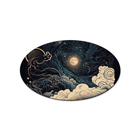 Starry Sky Moon Space Cosmic Galaxy Nature Art Clouds Art Nouveau Abstract Sticker Oval (10 pack) from ZippyPress Front