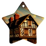 Village House Cottage Medieval Timber Tudor Split timber Frame Architecture Town Twilight Chimney Ornament (Star)