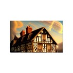 Village House Cottage Medieval Timber Tudor Split timber Frame Architecture Town Twilight Chimney Sticker (Rectangular)