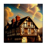 Village House Cottage Medieval Timber Tudor Split timber Frame Architecture Town Twilight Chimney Face Towel