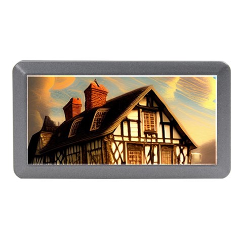 Village House Cottage Medieval Timber Tudor Split timber Frame Architecture Town Twilight Chimney Memory Card Reader (Mini) from ZippyPress Front