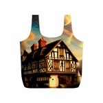Village House Cottage Medieval Timber Tudor Split timber Frame Architecture Town Twilight Chimney Full Print Recycle Bag (S)