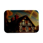 Village House Cottage Medieval Timber Tudor Split timber Frame Architecture Town Twilight Chimney Open Lid Metal Box (Silver)  