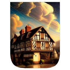 Village House Cottage Medieval Timber Tudor Split timber Frame Architecture Town Twilight Chimney Waist Pouch (Small) from ZippyPress Front Pocket