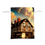 Village House Cottage Medieval Timber Tudor Split timber Frame Architecture Town Twilight Chimney Lightweight Drawstring Pouch (M)