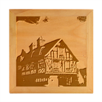 Village House Cottage Medieval Timber Tudor Split timber Frame Architecture Town Twilight Chimney Wood Photo Frame Cube