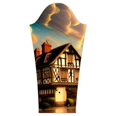 Village House Cottage Medieval Timber Tudor Split timber Frame Architecture Town Twilight Chimney Women s Cut Out Long Sleeve T Sleeve Right