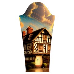 Village House Cottage Medieval Timber Tudor Split timber Frame Architecture Town Twilight Chimney Women s Cut Out Long Sleeve T Sleeve Left