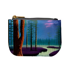 Artwork Outdoors Night Trees Setting Scene Forest Woods Light Moonlight Nature Mini Coin Purse from ZippyPress Front