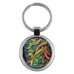 Outdoors Night Setting Scene Forest Woods Light Moonlight Nature Wilderness Leaves Branches Abstract Key Chain (Round)