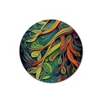 Outdoors Night Setting Scene Forest Woods Light Moonlight Nature Wilderness Leaves Branches Abstract Rubber Coaster (Round)