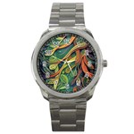 Outdoors Night Setting Scene Forest Woods Light Moonlight Nature Wilderness Leaves Branches Abstract Sport Metal Watch