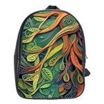 Outdoors Night Setting Scene Forest Woods Light Moonlight Nature Wilderness Leaves Branches Abstract School Bag (XL)