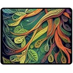 Outdoors Night Setting Scene Forest Woods Light Moonlight Nature Wilderness Leaves Branches Abstract Two Sides Fleece Blanket (Medium)