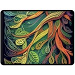 Outdoors Night Setting Scene Forest Woods Light Moonlight Nature Wilderness Leaves Branches Abstract Two Sides Fleece Blanket (Large)