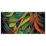 Outdoors Night Setting Scene Forest Woods Light Moonlight Nature Wilderness Leaves Branches Abstract Banner and Sign 8  x 4 
