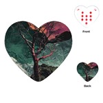 Night Sky Nature Tree Night Landscape Forest Galaxy Fantasy Dark Sky Planet Playing Cards Single Design (Heart)