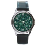 Squares cubism geometric background Round Metal Watch