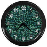 Squares cubism geometric background Wall Clock (Black)