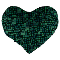Squares cubism geometric background Large 19  Premium Flano Heart Shape Cushions from ZippyPress Back