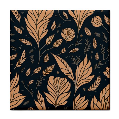 Background Pattern Leaves Texture Tile Coaster from ZippyPress Front
