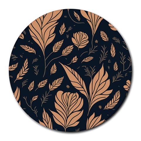 Background Pattern Leaves Texture Round Mousepad from ZippyPress Front