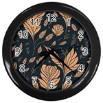 Background Pattern Leaves Texture Wall Clock (Black)