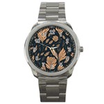 Background Pattern Leaves Texture Sport Metal Watch