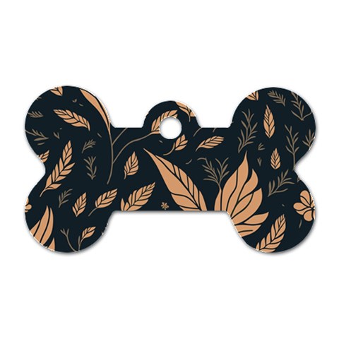 Background Pattern Leaves Texture Dog Tag Bone (One Side) from ZippyPress Front