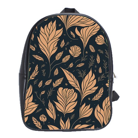 Background Pattern Leaves Texture School Bag (Large) from ZippyPress Front