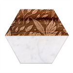 Background Pattern Leaves Texture Marble Wood Coaster (Hexagon) 